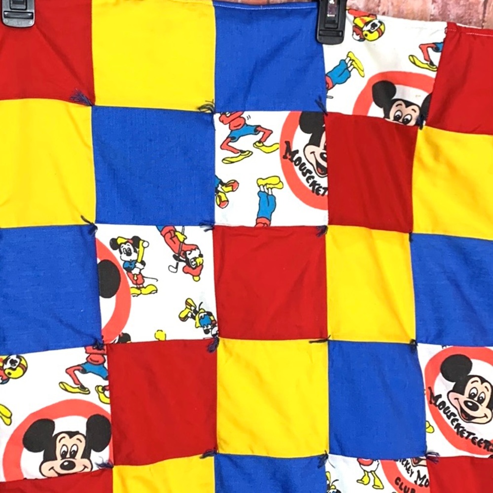 Vintage Handmade Patchwork Mickey Mouse Disney Baby Blanket - Picture 8 of 10